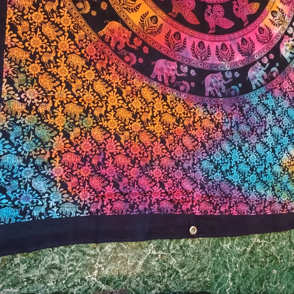 Tapestry multi color screen printed tie dye wall hanging 52x80 elephant …